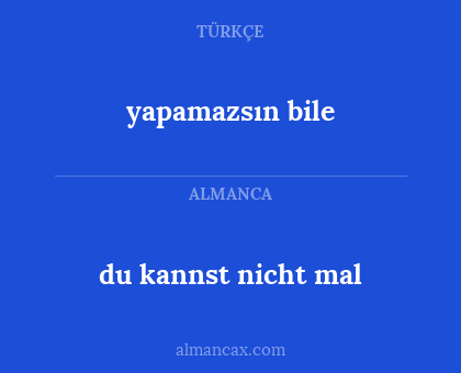 yapamazsın bile - du kannst nicht mal