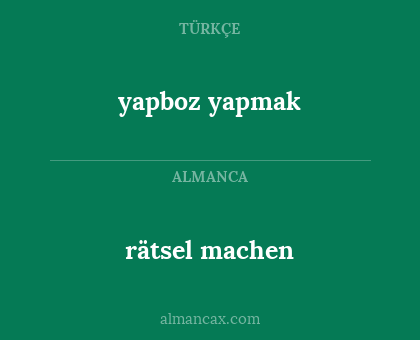 rätsel machen - yapboz yapmak