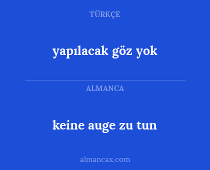 yapılacak göz yok - keine auge zu tun