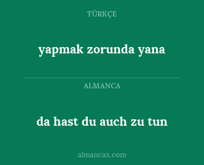 da hast du auch zu tun - yapmak zorunda yana