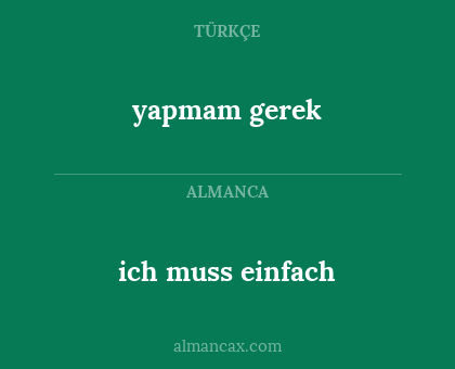 ich muss einfach - yapmam gerek