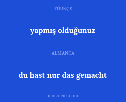 yapmış olduğunuz - du hast nur das gemacht