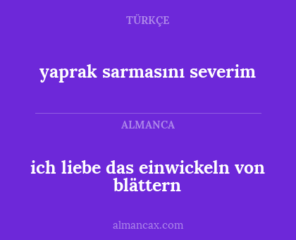 yaprak sarmasını severim - ich liebe das einwickeln von blättern