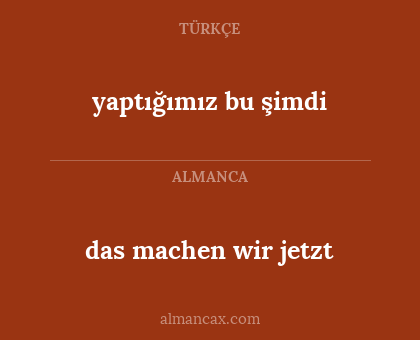 das machen wir jetzt - yaptığımız bu şimdi