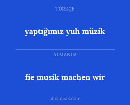 fie musik machen wir - yaptığımız yuh müzik