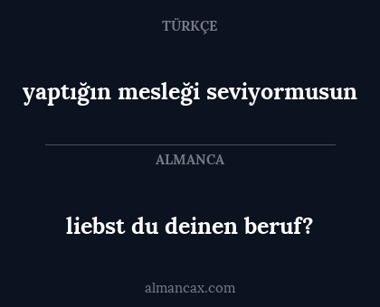 yaptığın mesleği seviyormusun - liebst du deinen beruf?
