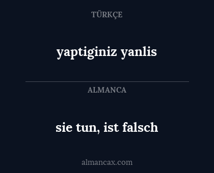 sie tun, ist falsch - yaptiginiz yanlis