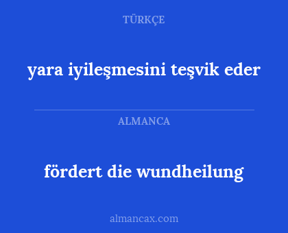 yara iyileşmesini teşvik eder - fördert die wundheilung