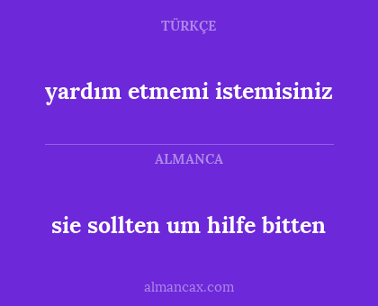 sie sollten um hilfe bitten - yardım etmemi istemisiniz