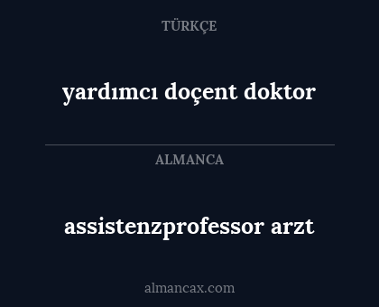 yardımcı doçent doktor - assistenzprofessor arzt