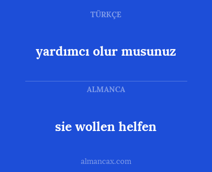 sie wollen helfen - yardımcı olur musunuz