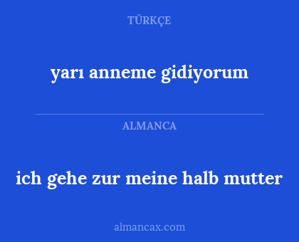 yarı anneme gidiyorum - ich gehe zur meine halb mutter