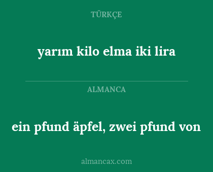 yarım kilo elma iki lira - ein pfund äpfel, zwei pfund von