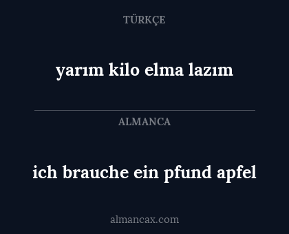 yarım kilo elma lazım - ich brauche ein pfund apfel