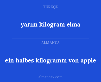 ein halbes kilogramm von apple - yarım kilogram elma