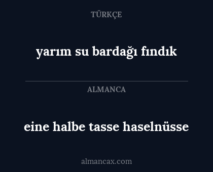 eine halbe tasse haselnüsse - yarım su bardağı fındık