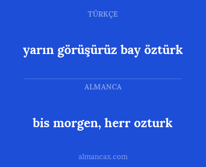 bis morgen, herr ozturk - yarın görüşürüz bay öztürk