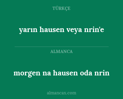 yarın hausen veya nrin'e - morgen na hausen oda nrin