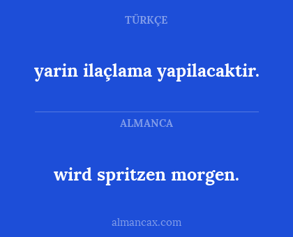 wird spritzen morgen. - yarin ilaçlama yapilacaktir.
