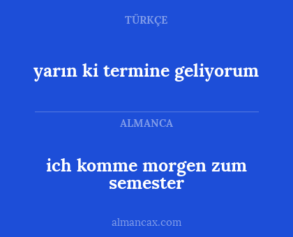 yarın ki termine geliyorum - ich komme morgen zum semester