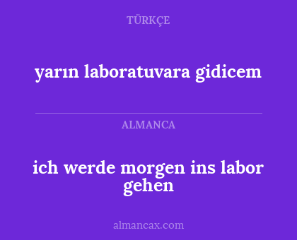yarın laboratuvara gidicem - ich werde morgen ins labor gehen
