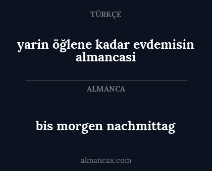 yarin öğlene kadar evdemisin almancasi - bis morgen nachmittag