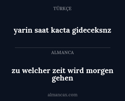 yarin saat kacta gideceksnz - zu welcher zeit wird morgen gehen
