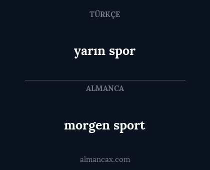 morgen sport - yarın spor