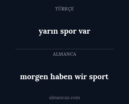 morgen haben wir sport - yarın spor var