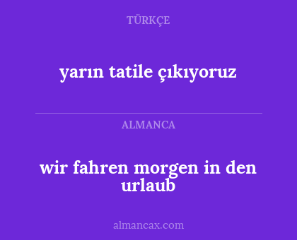yarın tatile çıkıyoruz - wir fahren morgen in den urlaub