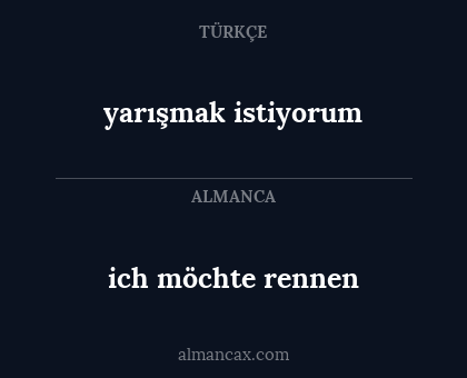 yarışmak istiyorum - ich möchte rennen