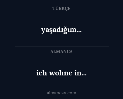 ich wohne in... - yaşadığım...