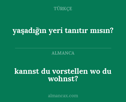 kannst du vorstellen wo du wohnst? - yaşadığın yeri tanıtır mısın?
