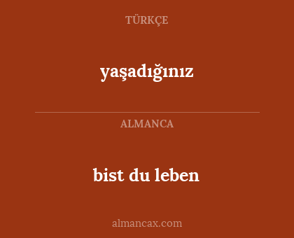 bist du leben - yaşadığınız