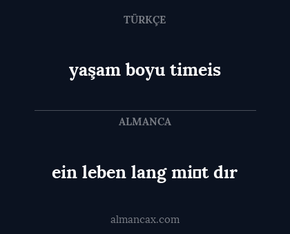 ein leben lang mi̇t dır - yaşam boyu timeis