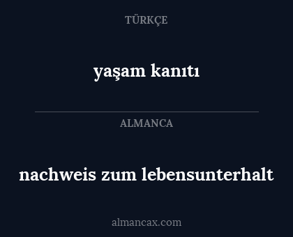 yaşam kanıtı - nachweis zum lebensunterhalt