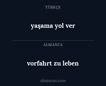yaşama yol ver - vorfahrt zu leben