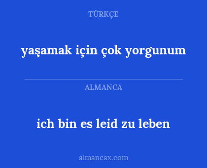 ich bin es leid zu leben - yaşamak için çok yorgunum