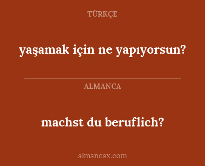 machst du beruflich? - yaşamak için ne yapıyorsun?