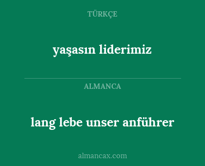 lang lebe unser anführer - yaşasın liderimiz