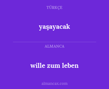 wille zum leben - yaşayacak