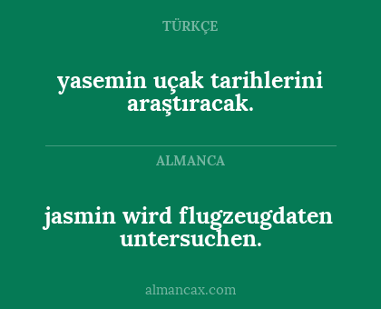yasemin uçak tarihlerini araştıracak. - jasmin wird flugzeugdaten untersuchen.