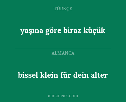 yaşına göre biraz küçük - bissel klein für dein alter