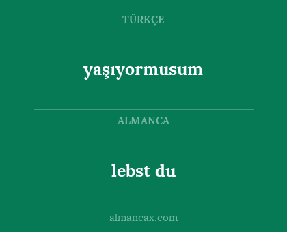 lebst du - yaşıyormusum