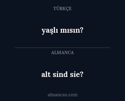 yaşlı mısın? - alt sind sie?