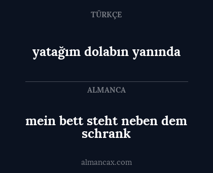 yatağım dolabın yanında - mein bett steht neben dem schrank