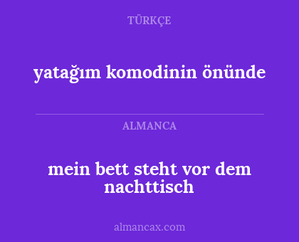 yatağım komodinin önünde - mein bett steht vor dem nachttisch