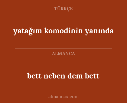 yatağım komodinin yanında - bett neben dem bett