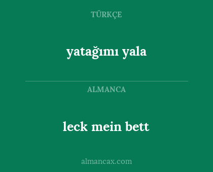leck mein bett - yatağımı yala