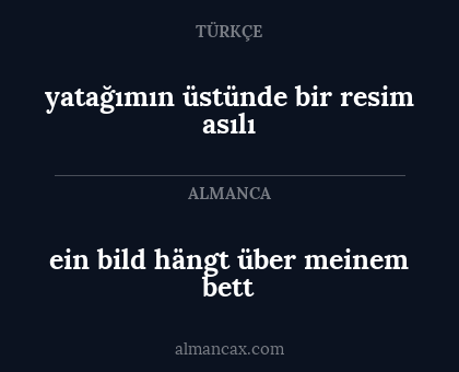 ein bild hängt über meinem bett - yatağımın üstünde bir resim asılı